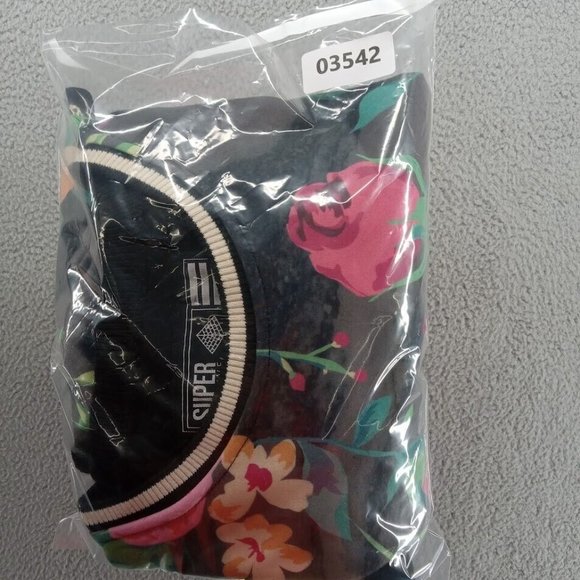 Super Massive Sweater‎ Mens Large Black Pink Flowers Checkmate Pullover Crew - Picture 8 of 8